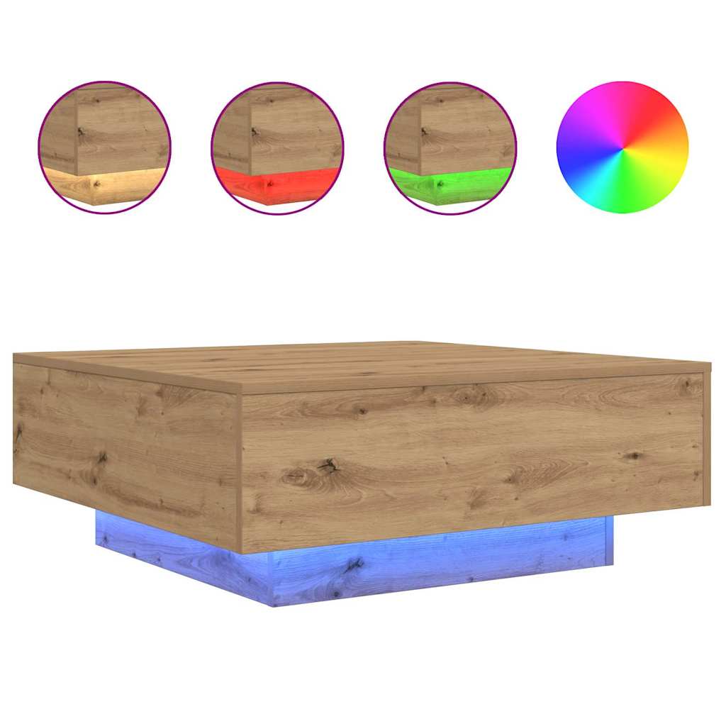 Salontafel Artisan Eiken 80 x 80 x 31 cm Bewerkt hout is nu te koop bij PeponiXL, paradijselijk wonen!
