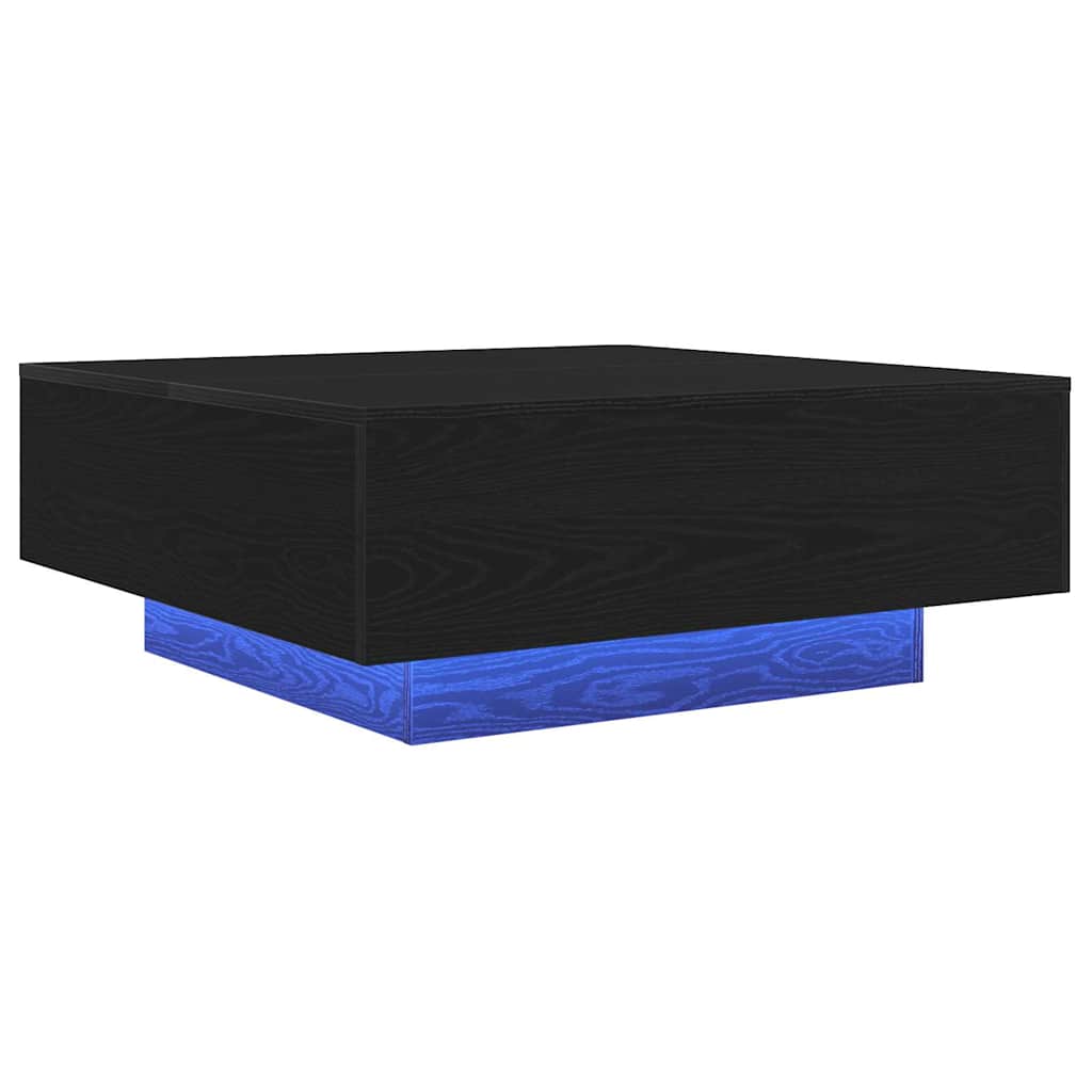 Salontafel Zwart Eiken 80 x 80 x 31 cm Bewerkt hout is nu te koop bij PeponiXL, paradijselijk wonen!