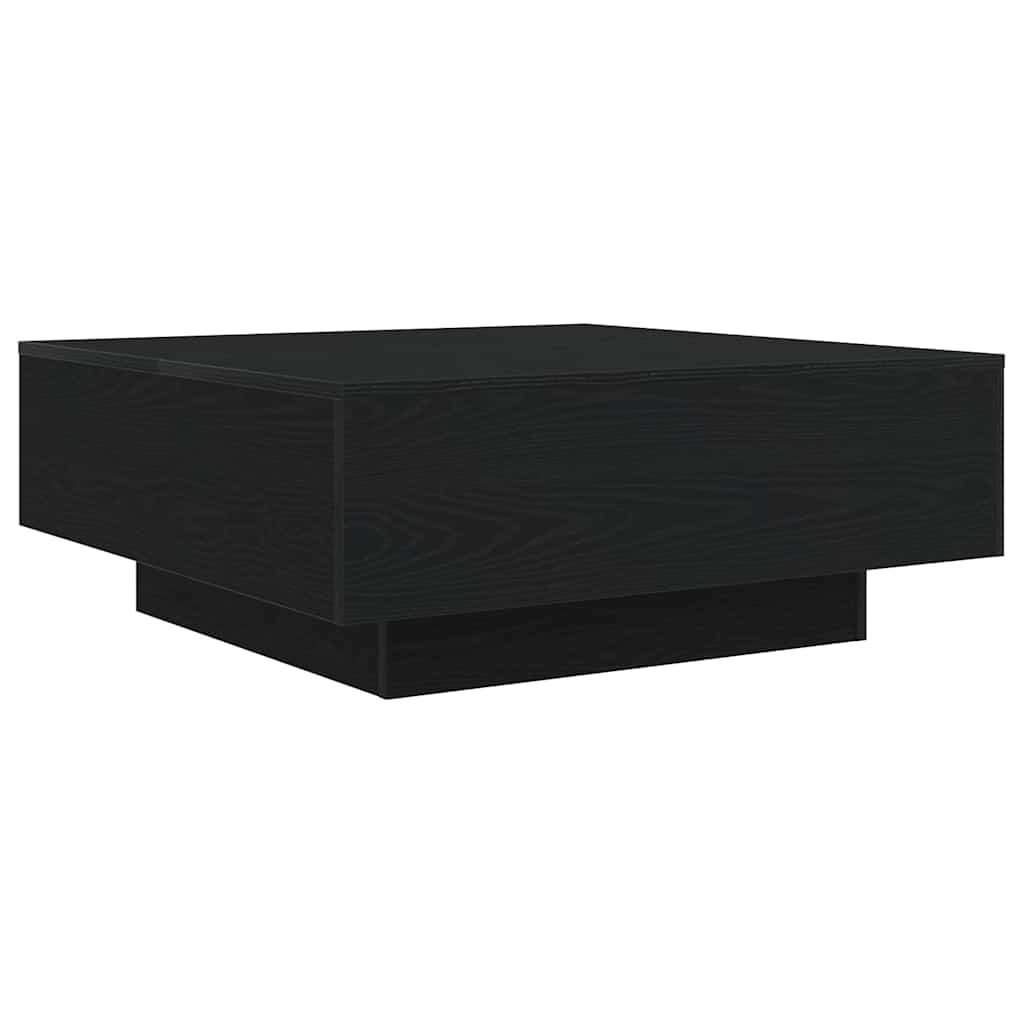 Salontafel Zwart Eiken 80 x 80 x 31 cm Bewerkt hout is nu te koop bij PeponiXL, paradijselijk wonen!