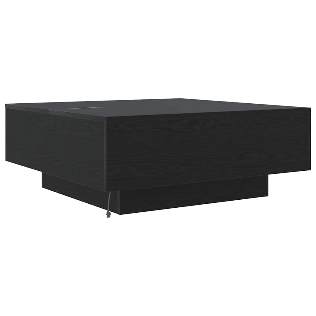 Salontafel Zwart Eiken 80 x 80 x 31 cm Bewerkt hout is nu te koop bij PeponiXL, paradijselijk wonen!