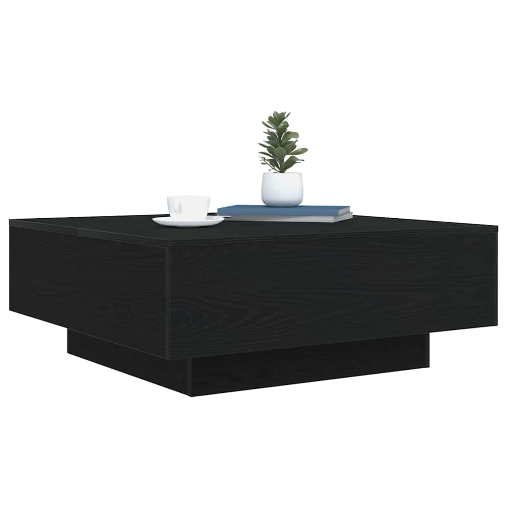 Salontafel Zwart Eiken 80 x 80 x 31 cm Bewerkt hout is nu te koop bij PeponiXL, paradijselijk wonen!