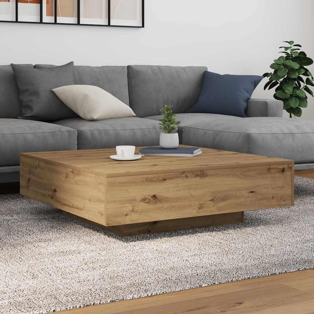 Salontafel Artisan Eiken 100 x 100 x 31 cm Bewerkt hout is nu te koop bij PeponiXL, paradijselijk wonen!