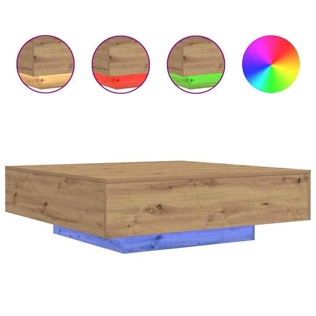 Salontafel Artisan Eiken 100 x 100 x 31 cm Bewerkt hout is nu te koop bij PeponiXL, paradijselijk wonen!