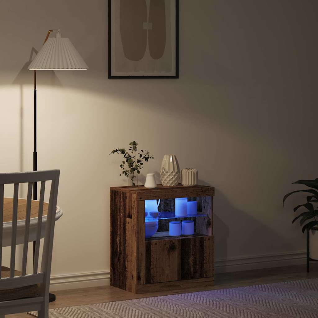 LED Sideboard Bruin 60,5 x 37 x 67 cm Bewerkt hout is nu te koop bij PeponiXL, paradijselijk wonen!