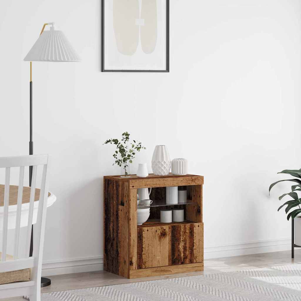 LED Sideboard Bruin 60,5 x 37 x 67 cm Bewerkt hout is nu te koop bij PeponiXL, paradijselijk wonen!