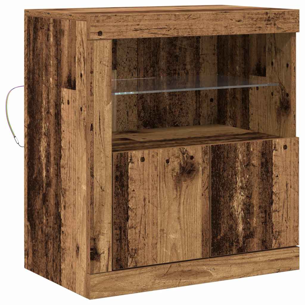 LED Sideboard Bruin 60,5 x 37 x 67 cm Bewerkt hout is nu te koop bij PeponiXL, paradijselijk wonen!