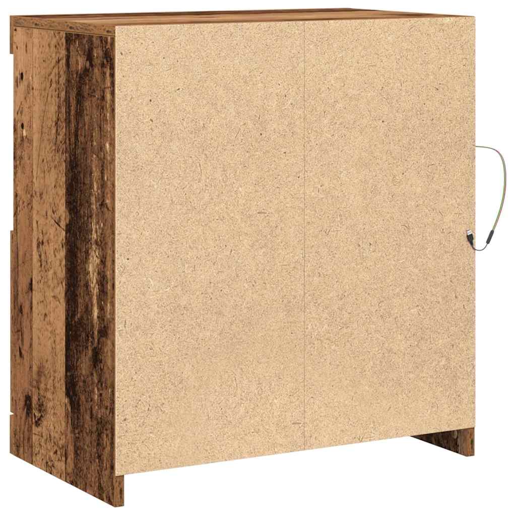 LED Sideboard Bruin 60,5 x 37 x 67 cm Bewerkt hout is nu te koop bij PeponiXL, paradijselijk wonen!