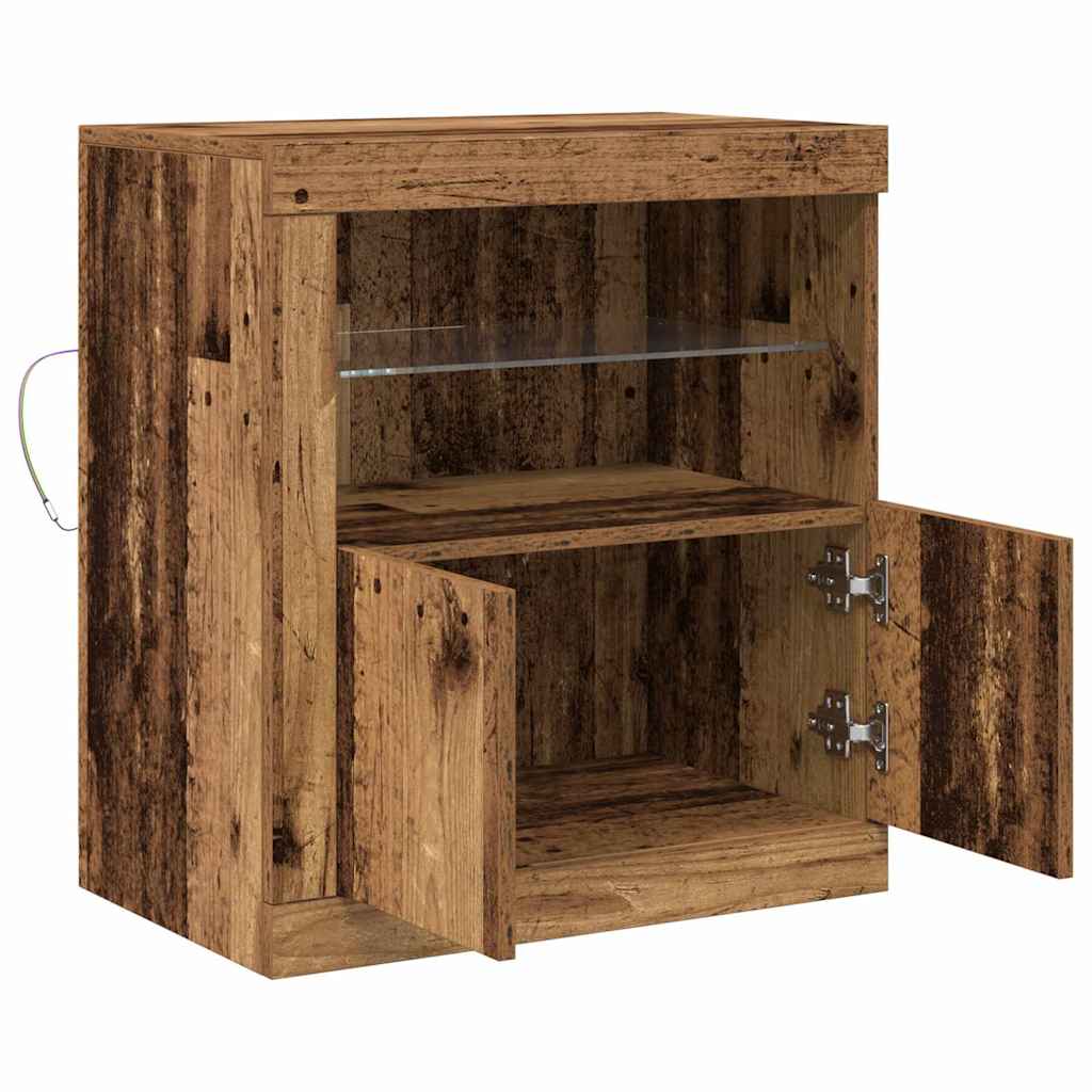 LED Sideboard Bruin 60,5 x 37 x 67 cm Bewerkt hout is nu te koop bij PeponiXL, paradijselijk wonen!