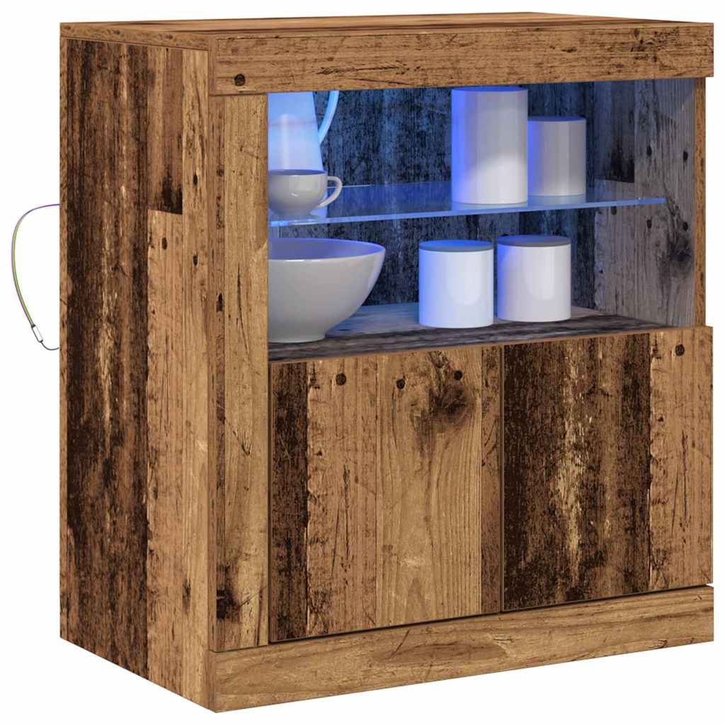 LED Sideboard Bruin 60,5 x 37 x 67 cm Bewerkt hout is nu te koop bij PeponiXL, paradijselijk wonen!