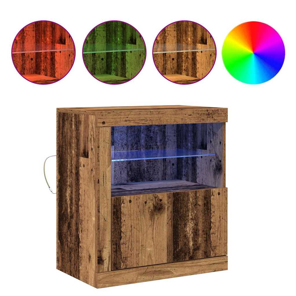 LED Sideboard Bruin 60,5 x 37 x 67 cm Bewerkt hout is nu te koop bij PeponiXL, paradijselijk wonen!