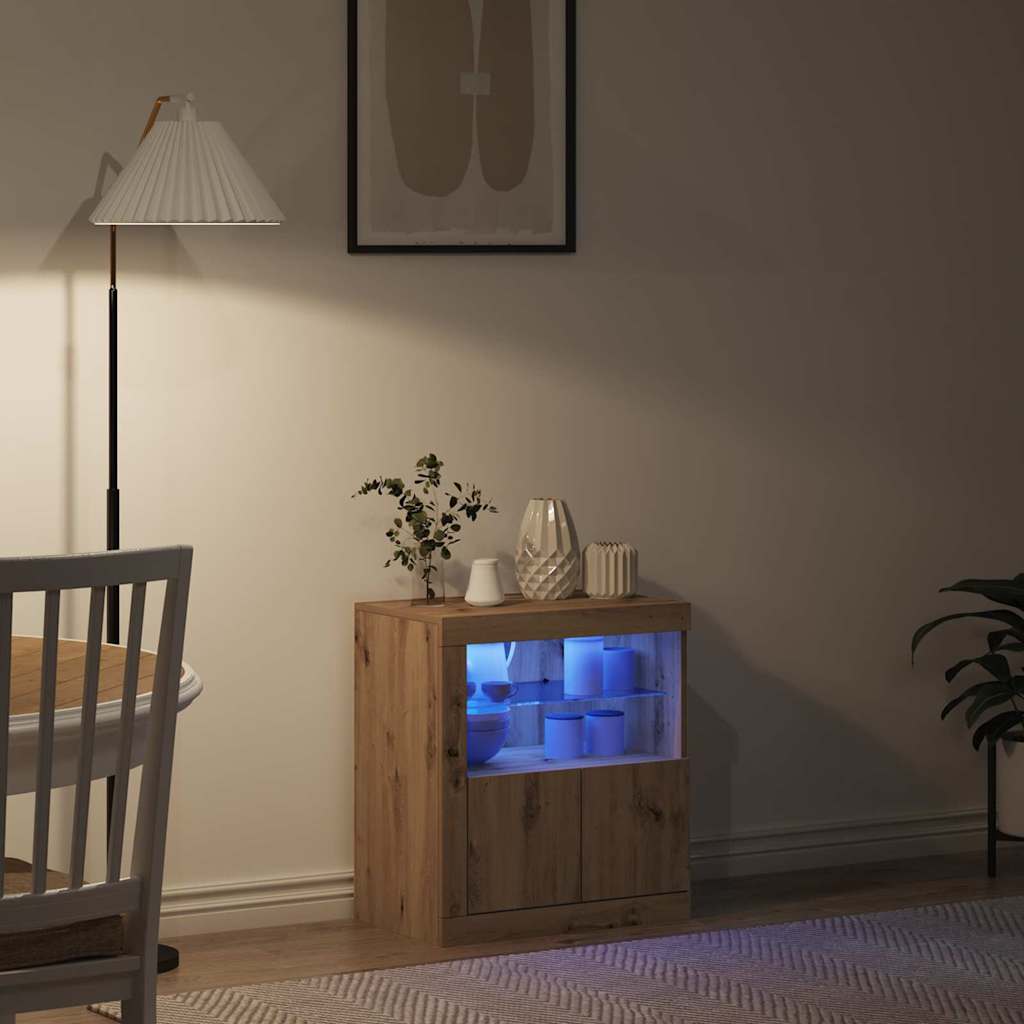 LED Sideboard Bruin 60,5 x 37 x 67 cm Bewerkt hout is nu te koop bij PeponiXL, paradijselijk wonen!