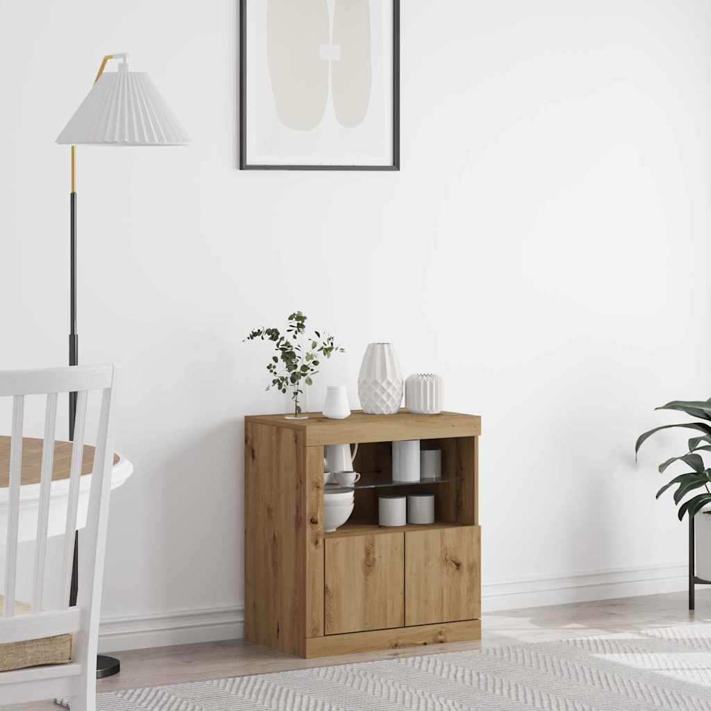 LED Sideboard Bruin 60,5 x 37 x 67 cm Bewerkt hout is nu te koop bij PeponiXL, paradijselijk wonen!