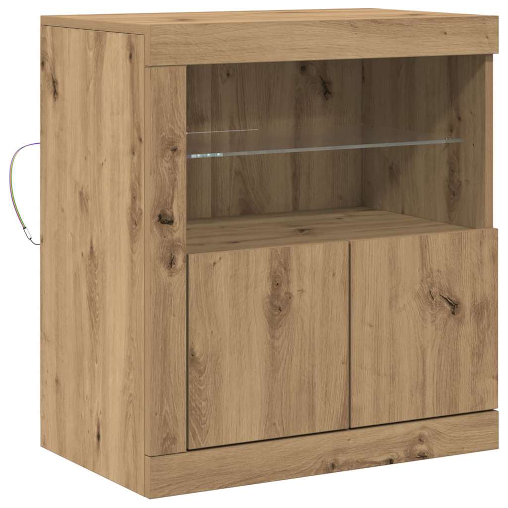 LED Sideboard Bruin 60,5 x 37 x 67 cm Bewerkt hout is nu te koop bij PeponiXL, paradijselijk wonen!