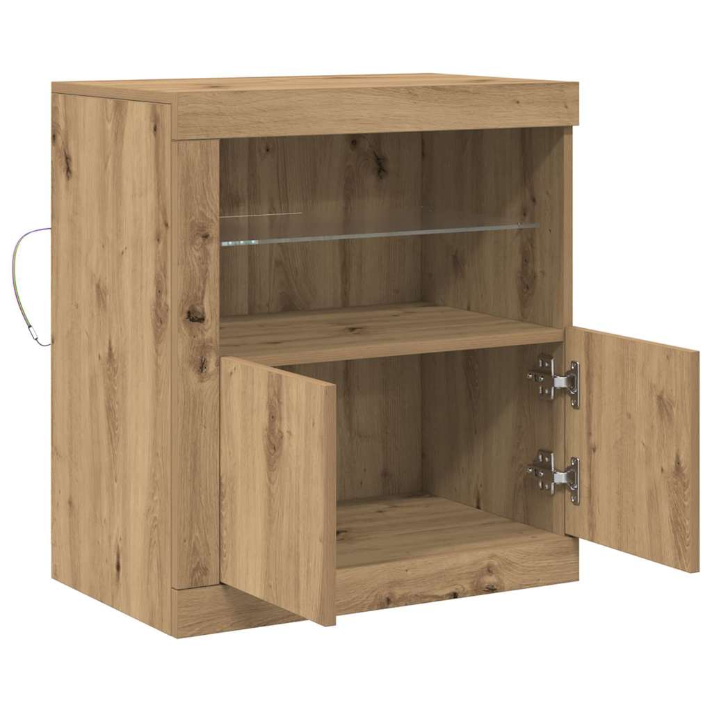 LED Sideboard Bruin 60,5 x 37 x 67 cm Bewerkt hout is nu te koop bij PeponiXL, paradijselijk wonen!