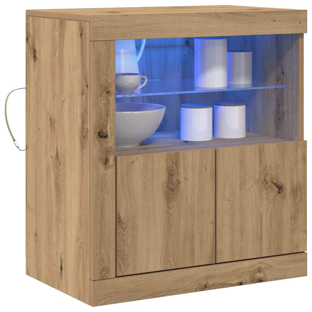 LED Sideboard Bruin 60,5 x 37 x 67 cm Bewerkt hout is nu te koop bij PeponiXL, paradijselijk wonen!