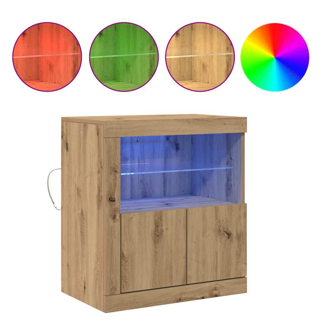 LED Sideboard Bruin 60,5 x 37 x 67 cm Bewerkt hout is nu te koop bij PeponiXL, paradijselijk wonen!