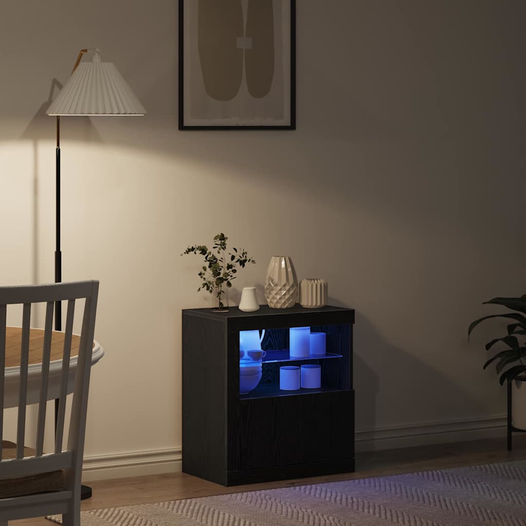 LED Sideboard Zwart 60,5 x 37 x 67 cm Bewerkt hout is nu te koop bij PeponiXL, paradijselijk wonen!