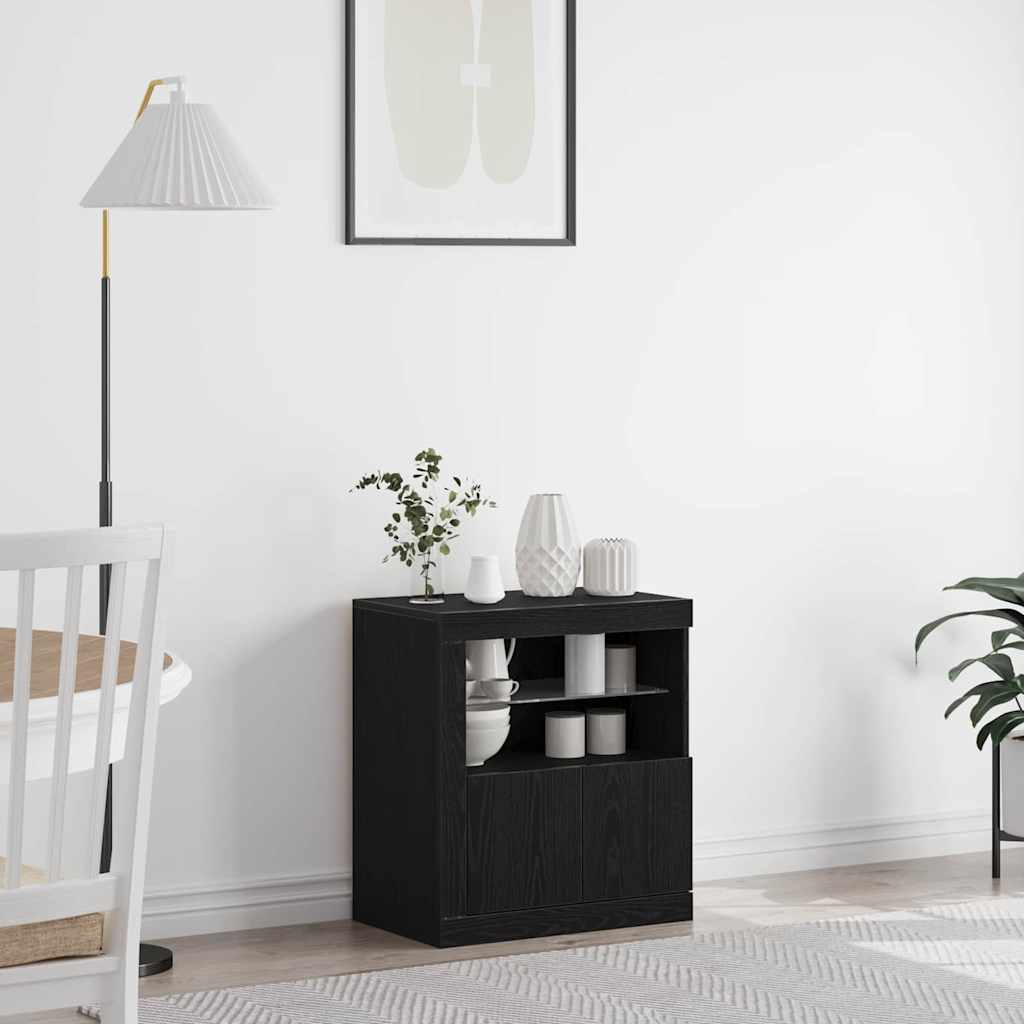 LED Sideboard Zwart 60,5 x 37 x 67 cm Bewerkt hout is nu te koop bij PeponiXL, paradijselijk wonen!