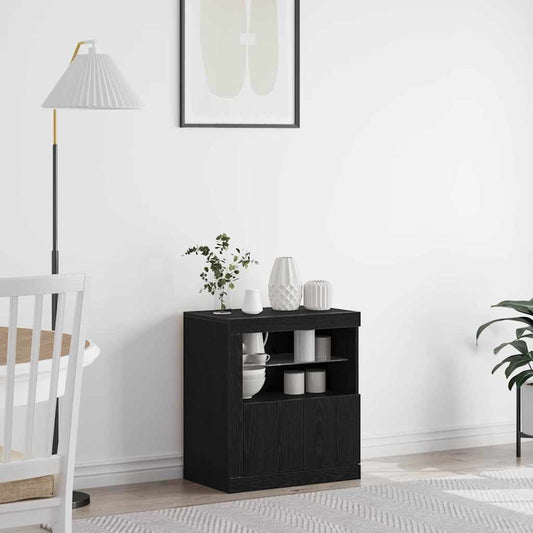 LED Sideboard Zwart 60,5 x 37 x 67 cm Bewerkt hout is nu te koop bij PeponiXL, paradijselijk wonen!