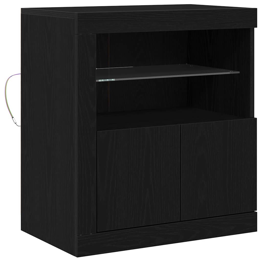 LED Sideboard Zwart 60,5 x 37 x 67 cm Bewerkt hout is nu te koop bij PeponiXL, paradijselijk wonen!