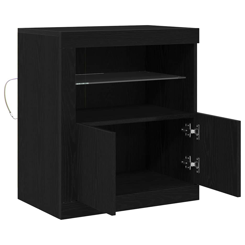 LED Sideboard Zwart 60,5 x 37 x 67 cm Bewerkt hout is nu te koop bij PeponiXL, paradijselijk wonen!