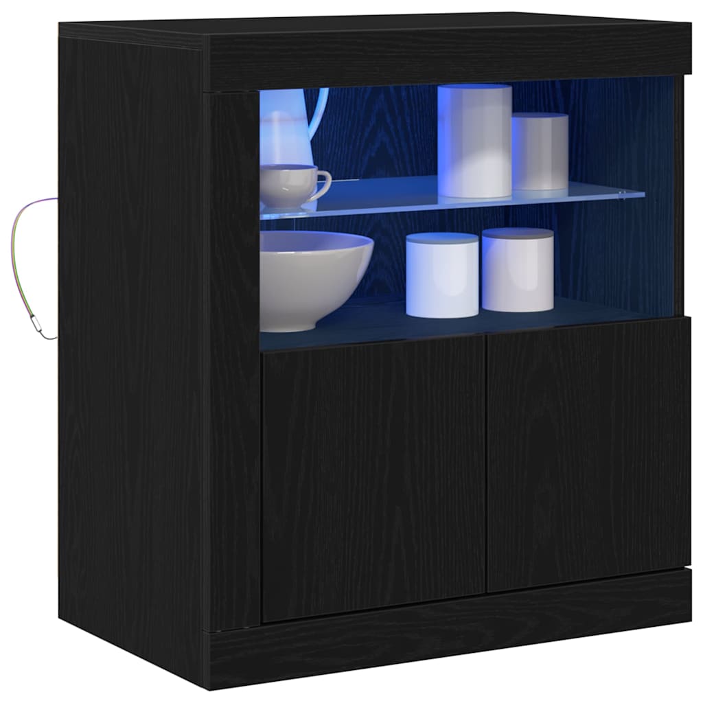 LED Sideboard Zwart 60,5 x 37 x 67 cm Bewerkt hout is nu te koop bij PeponiXL, paradijselijk wonen!