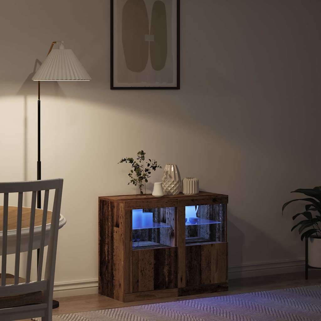 LED Sideboard 2 pcs Oudhout 41 x 37 x 67 cm Bewerkt hout is nu te koop bij PeponiXL, paradijselijk wonen!