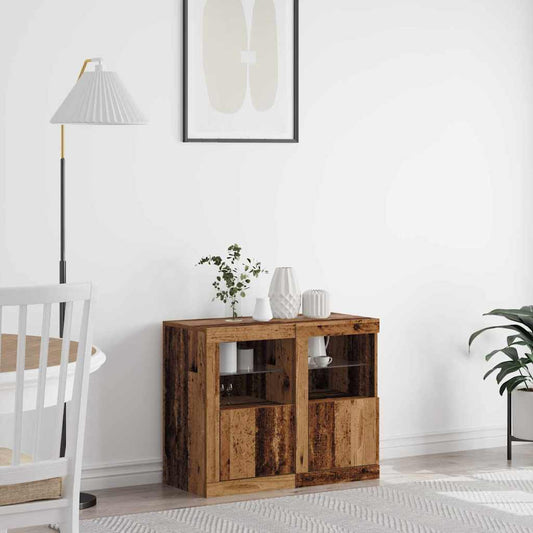 LED Sideboard 2 pcs Oudhout 41 x 37 x 67 cm Bewerkt hout is nu te koop bij PeponiXL, paradijselijk wonen!
