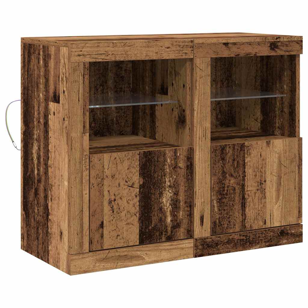 LED Sideboard 2 pcs Oudhout 41 x 37 x 67 cm Bewerkt hout is nu te koop bij PeponiXL, paradijselijk wonen!