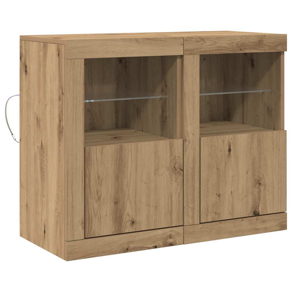 LED Sideboard 2 pcs Artisan Eiken 41 x 37 x 67 cm Bewerkt hout is nu te koop bij PeponiXL, paradijselijk wonen!