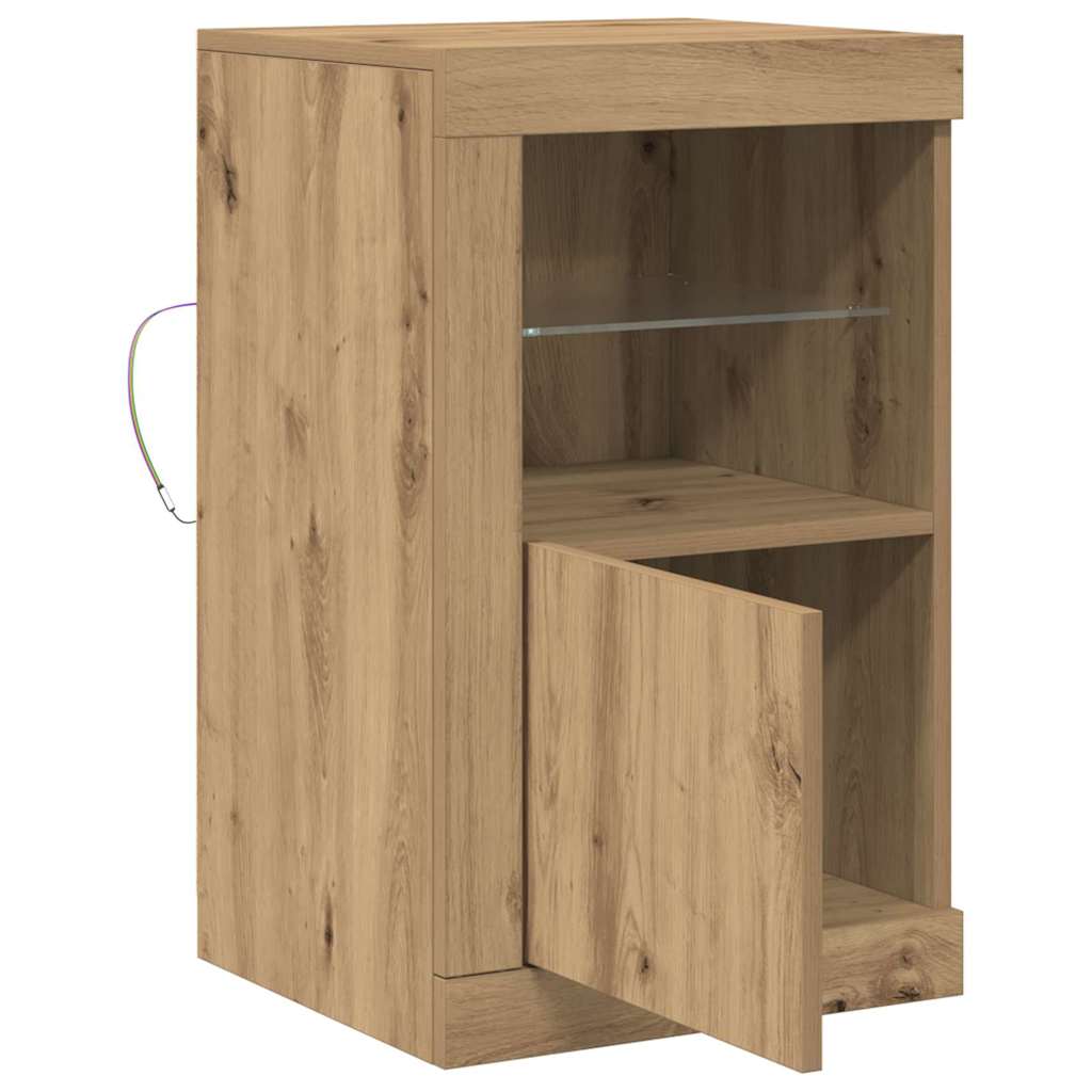 LED Sideboard 2 pcs Artisan Eiken 41 x 37 x 67 cm Bewerkt hout is nu te koop bij PeponiXL, paradijselijk wonen!