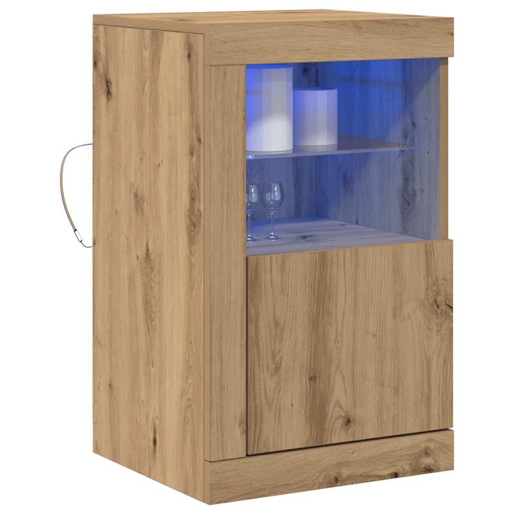 LED Sideboard 2 pcs Artisan Eiken 41 x 37 x 67 cm Bewerkt hout is nu te koop bij PeponiXL, paradijselijk wonen!