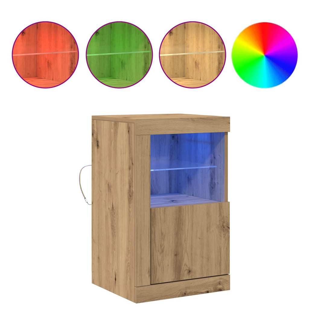 LED Sideboard 2 pcs Artisan Eiken 41 x 37 x 67 cm Bewerkt hout is nu te koop bij PeponiXL, paradijselijk wonen!