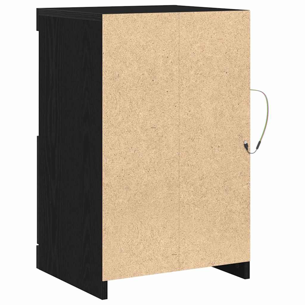 LED Sideboard 2 pcs Zwart Eiken 41 x 37 x 67 cm Bewerkt hout is nu te koop bij PeponiXL, paradijselijk wonen!