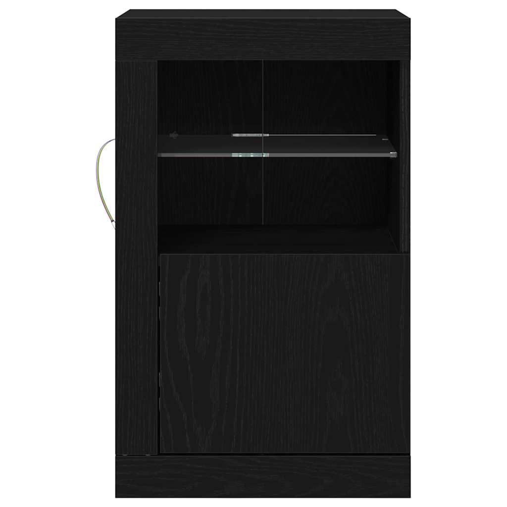LED Sideboard 2 pcs Zwart Eiken 41 x 37 x 67 cm Bewerkt hout is nu te koop bij PeponiXL, paradijselijk wonen!