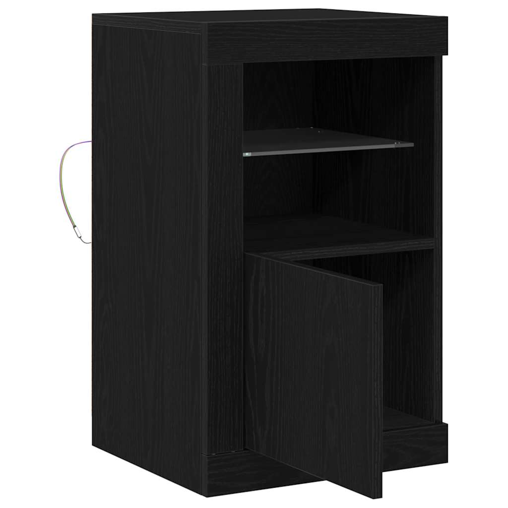 LED Sideboard 2 pcs Zwart Eiken 41 x 37 x 67 cm Bewerkt hout is nu te koop bij PeponiXL, paradijselijk wonen!
