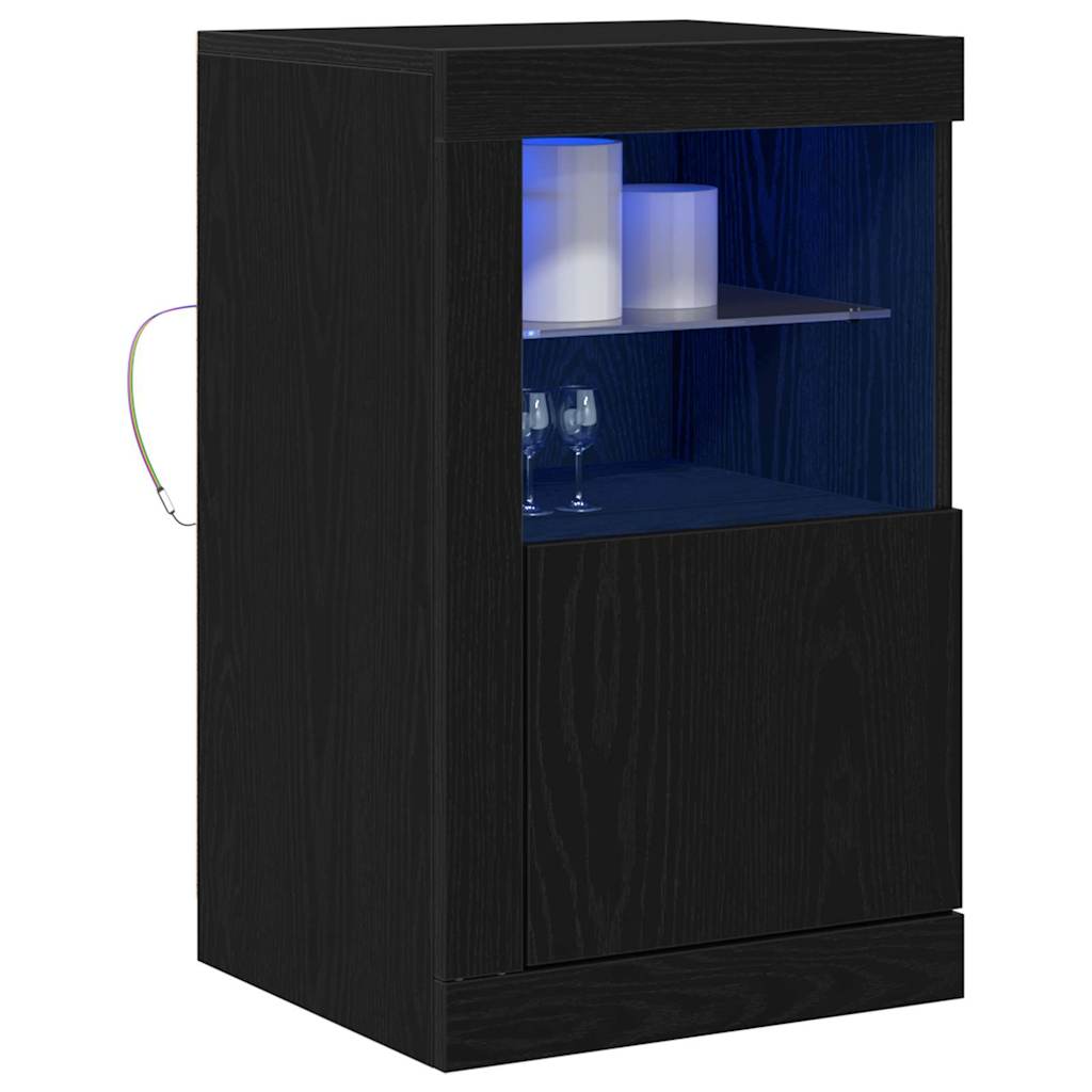 LED Sideboard 2 pcs Zwart Eiken 41 x 37 x 67 cm Bewerkt hout is nu te koop bij PeponiXL, paradijselijk wonen!