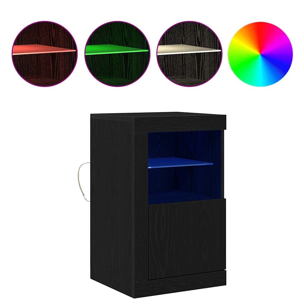 LED Sideboard 2 pcs Zwart Eiken 41 x 37 x 67 cm Bewerkt hout is nu te koop bij PeponiXL, paradijselijk wonen!