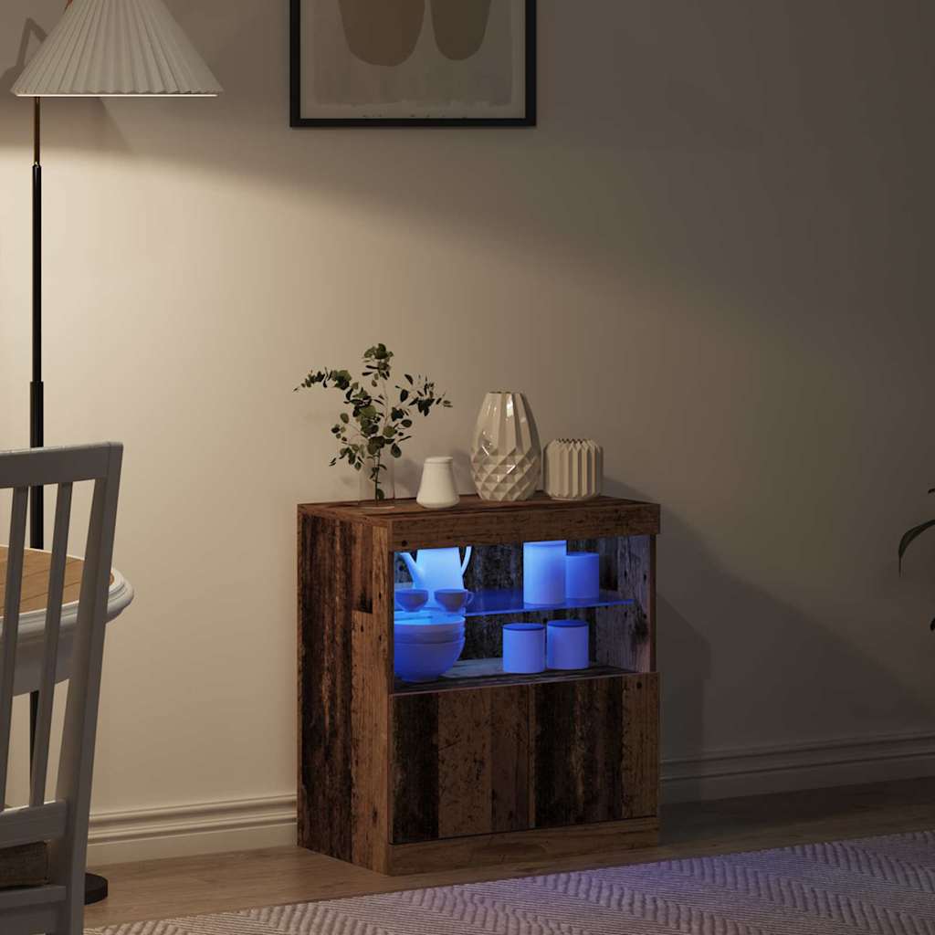 LED Sideboard Bruin 60,5 x 37 x 67 cm Bewerkt hout is nu te koop bij PeponiXL, paradijselijk wonen!