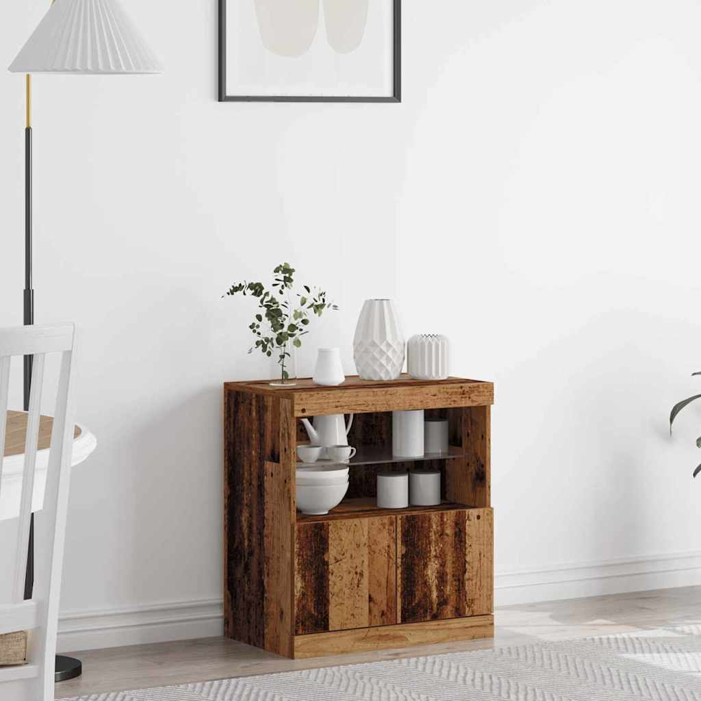LED Sideboard Bruin 60,5 x 37 x 67 cm Bewerkt hout is nu te koop bij PeponiXL, paradijselijk wonen!