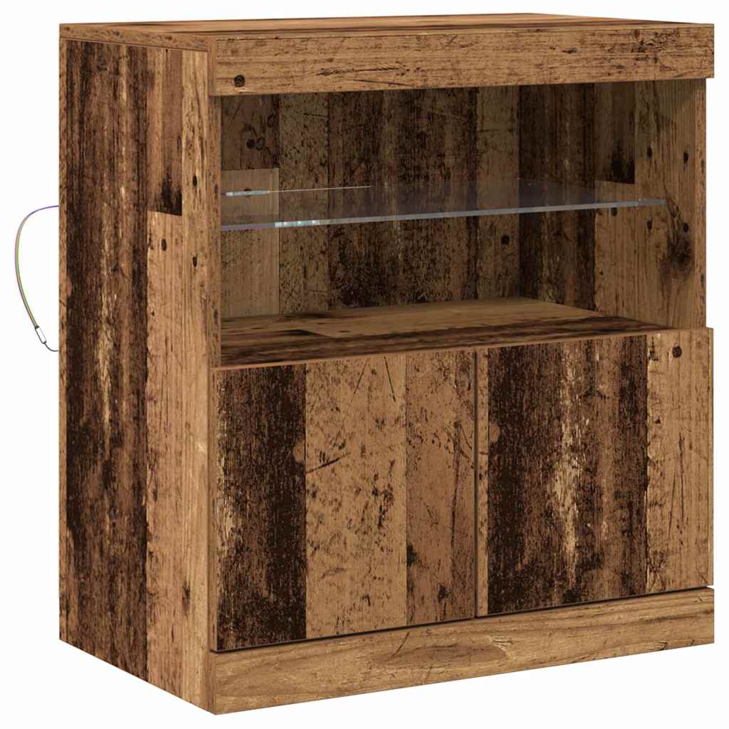 LED Sideboard Bruin 60,5 x 37 x 67 cm Bewerkt hout is nu te koop bij PeponiXL, paradijselijk wonen!