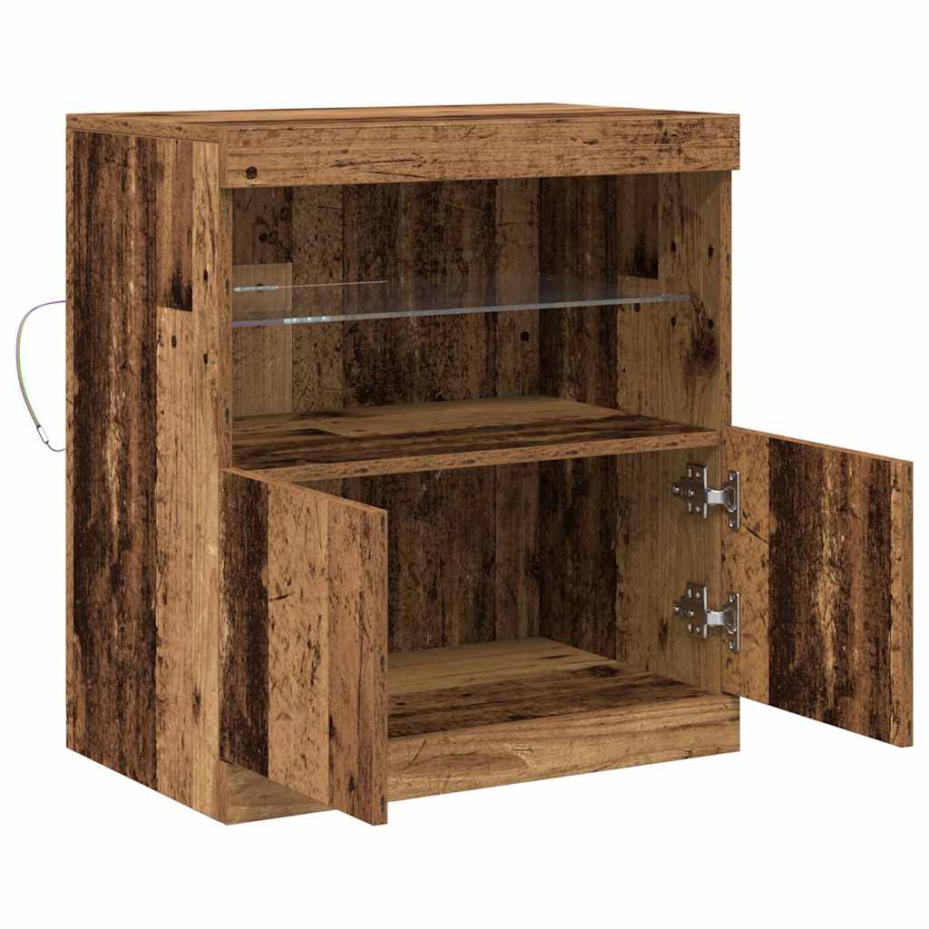 LED Sideboard Bruin 60,5 x 37 x 67 cm Bewerkt hout is nu te koop bij PeponiXL, paradijselijk wonen!