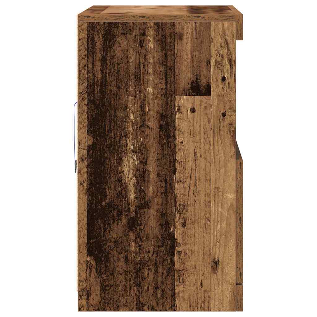 LED Sideboard Bruin 60,5 x 37 x 67 cm Bewerkt hout is nu te koop bij PeponiXL, paradijselijk wonen!