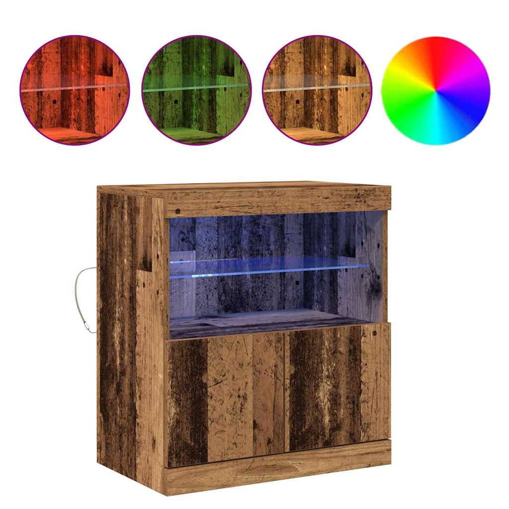 LED Sideboard Bruin 60,5 x 37 x 67 cm Bewerkt hout is nu te koop bij PeponiXL, paradijselijk wonen!