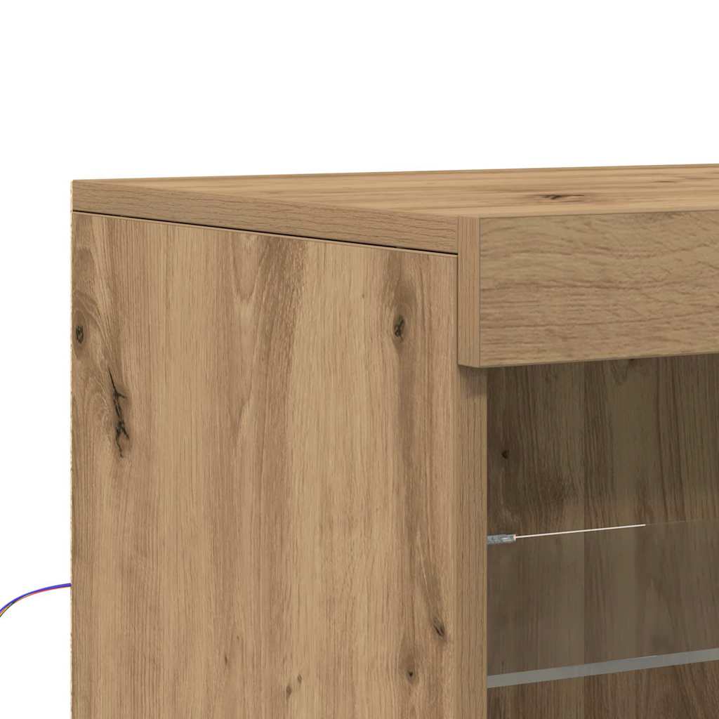 LED Sideboard Bruin 60,5 x 37 x 67 cm Bewerkt hout is nu te koop bij PeponiXL, paradijselijk wonen!