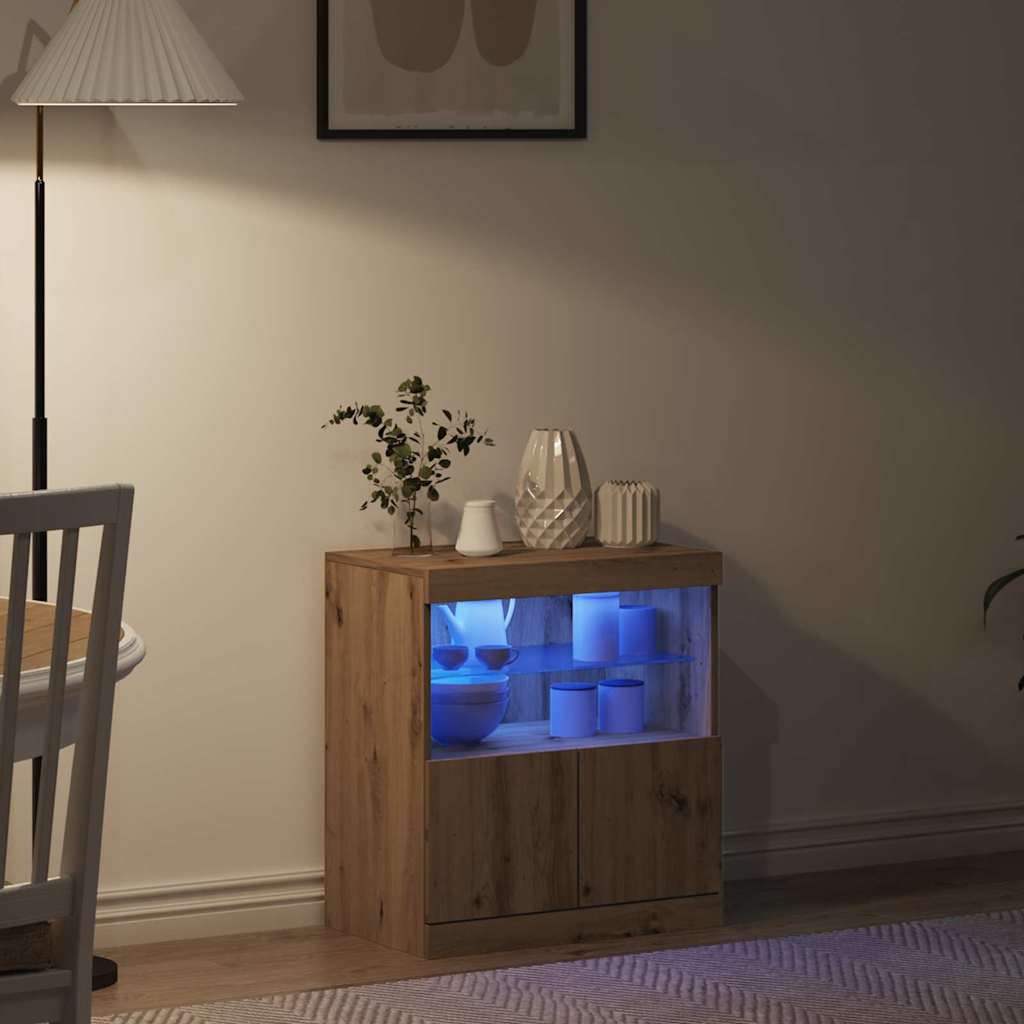 LED Sideboard Bruin 60,5 x 37 x 67 cm Bewerkt hout is nu te koop bij PeponiXL, paradijselijk wonen!