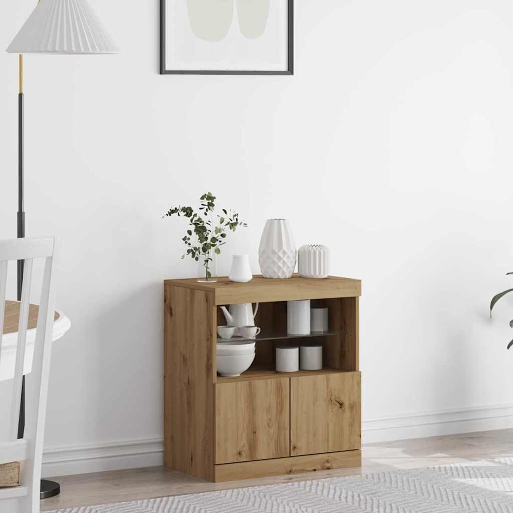 LED Sideboard Bruin 60,5 x 37 x 67 cm Bewerkt hout is nu te koop bij PeponiXL, paradijselijk wonen!