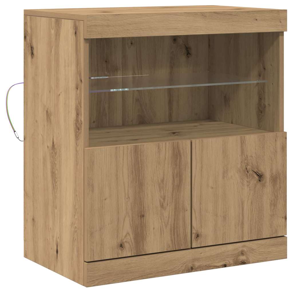 LED Sideboard Bruin 60,5 x 37 x 67 cm Bewerkt hout is nu te koop bij PeponiXL, paradijselijk wonen!