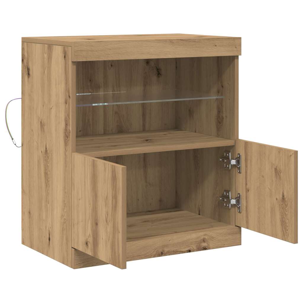 LED Sideboard Bruin 60,5 x 37 x 67 cm Bewerkt hout is nu te koop bij PeponiXL, paradijselijk wonen!