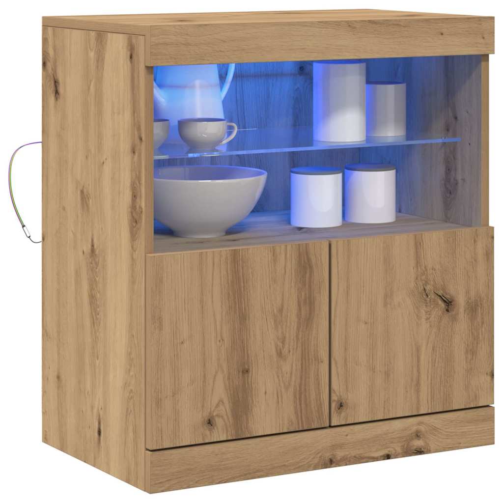 LED Sideboard Bruin 60,5 x 37 x 67 cm Bewerkt hout is nu te koop bij PeponiXL, paradijselijk wonen!